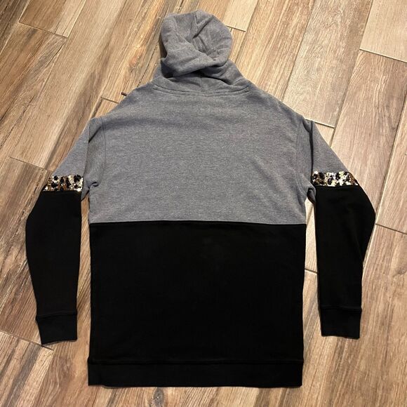 Victoria's Secret Pink Hoodie Gray Black Gold Bling Small EUC - Picture 9 of 10